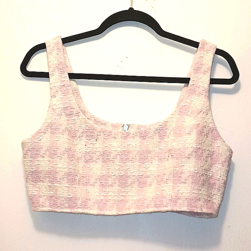 STEVE MADDEN SLEEVELESS PINK AND WHITE PLAID TOP